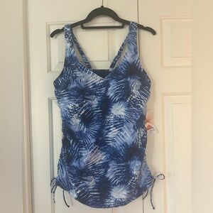 Lands' End Blue Tie-Dye Women's Swim Tankini Top